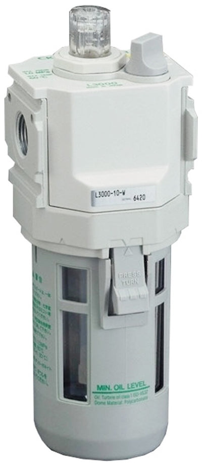 L4000-15G-W-CM1X1 — Lubricator, G1/2, With Cock, Metal Bowl w/ Drain, bar Display