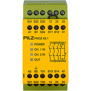 Pilz PNOZ X3.1 240VAC 24VDC 3n/o 1n/c 1so