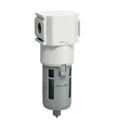 M6000-25G-W-F1M1SQ4X1 — Oil Mist Filter, G1, S-Type 0.3μm, Auto-Drain NC, Metal Bowl w/ Drain, bar Display