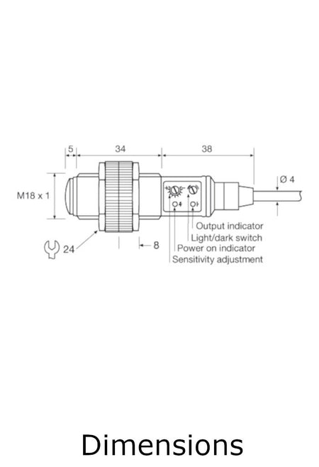 Telco Sensors SMP7600TP5 Proximity Sensor-Dimensions