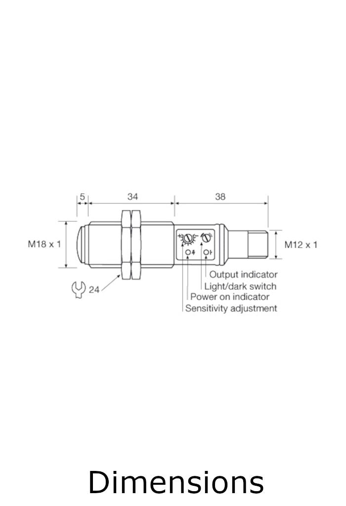 Telco Sensors SMR7620TSJ Photoelectric Sensor-Dimensions