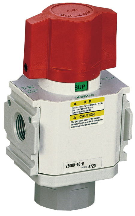 V3000-10G-W-X1-J1-S — Residual Pressure Exhaust Valve, G3/8, 2000/3000/4000 Series, With Silencer