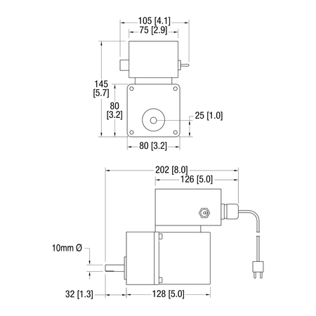 Dorner Parallel Shaft gearmotor dimensional drawing