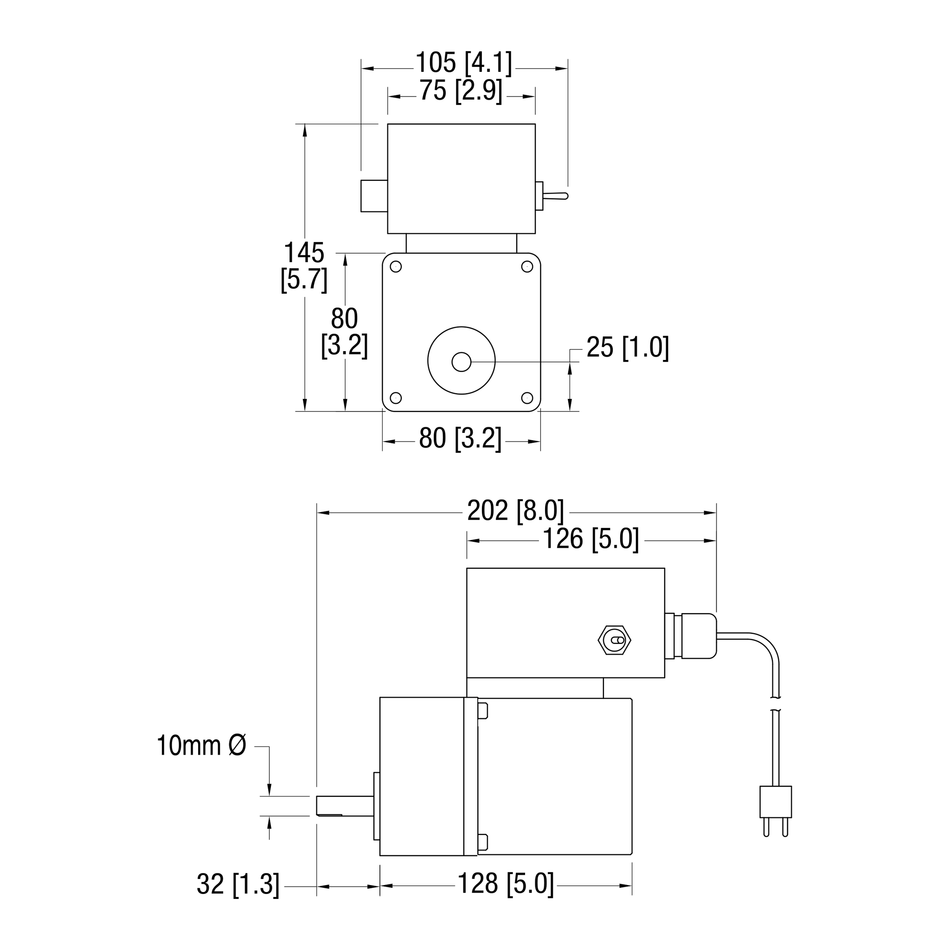 Dorner Parallel Shaft gearmotor dimensional drawing