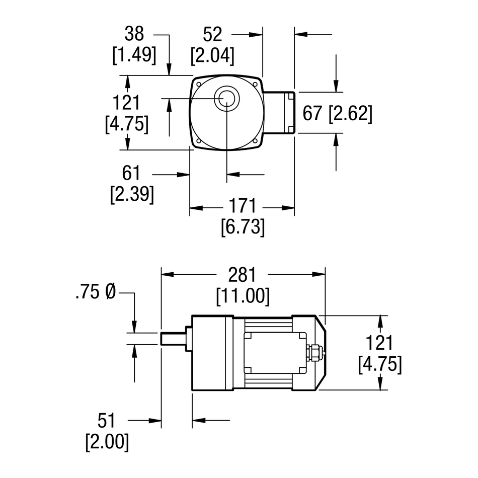 Dorner Parallel Shaft gearmotor dimensional drawing