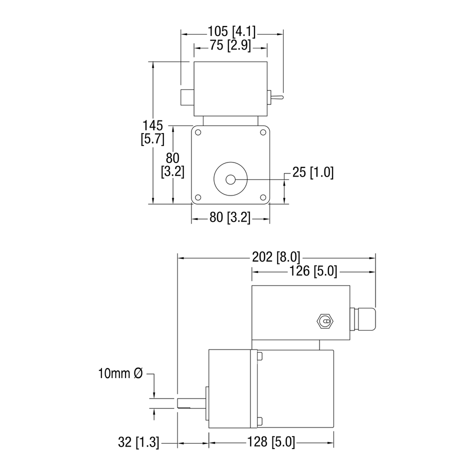 Dorner Parallel Shaft VFD Rated gearmotor dimensional drawing