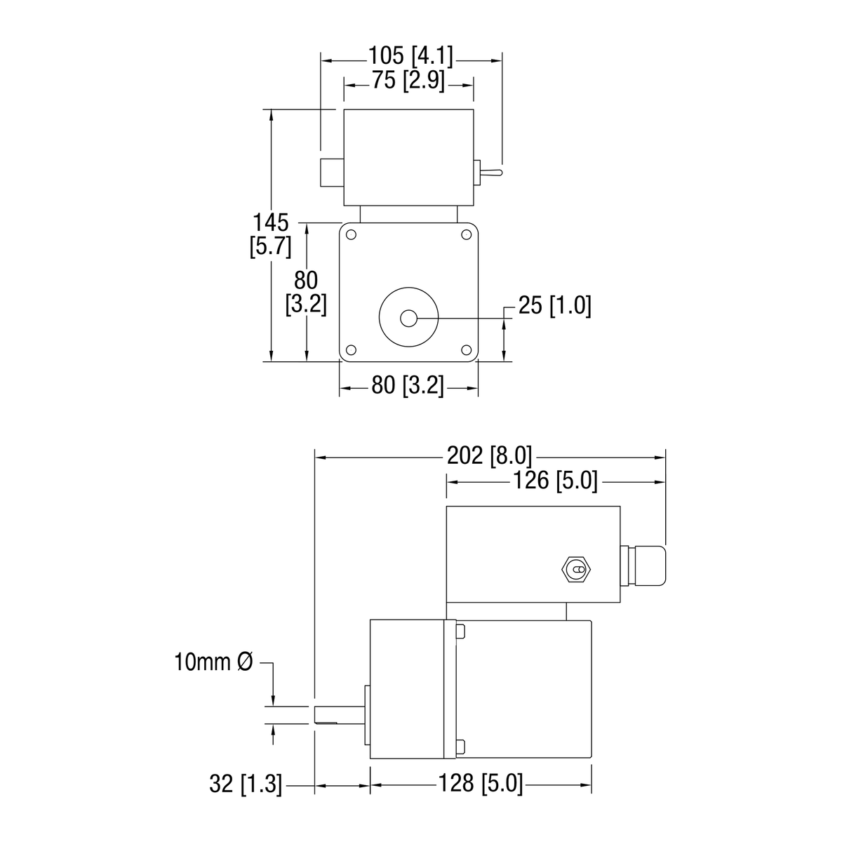 Dorner Parallel Shaft VFD Rated gearmotor dimensional drawing