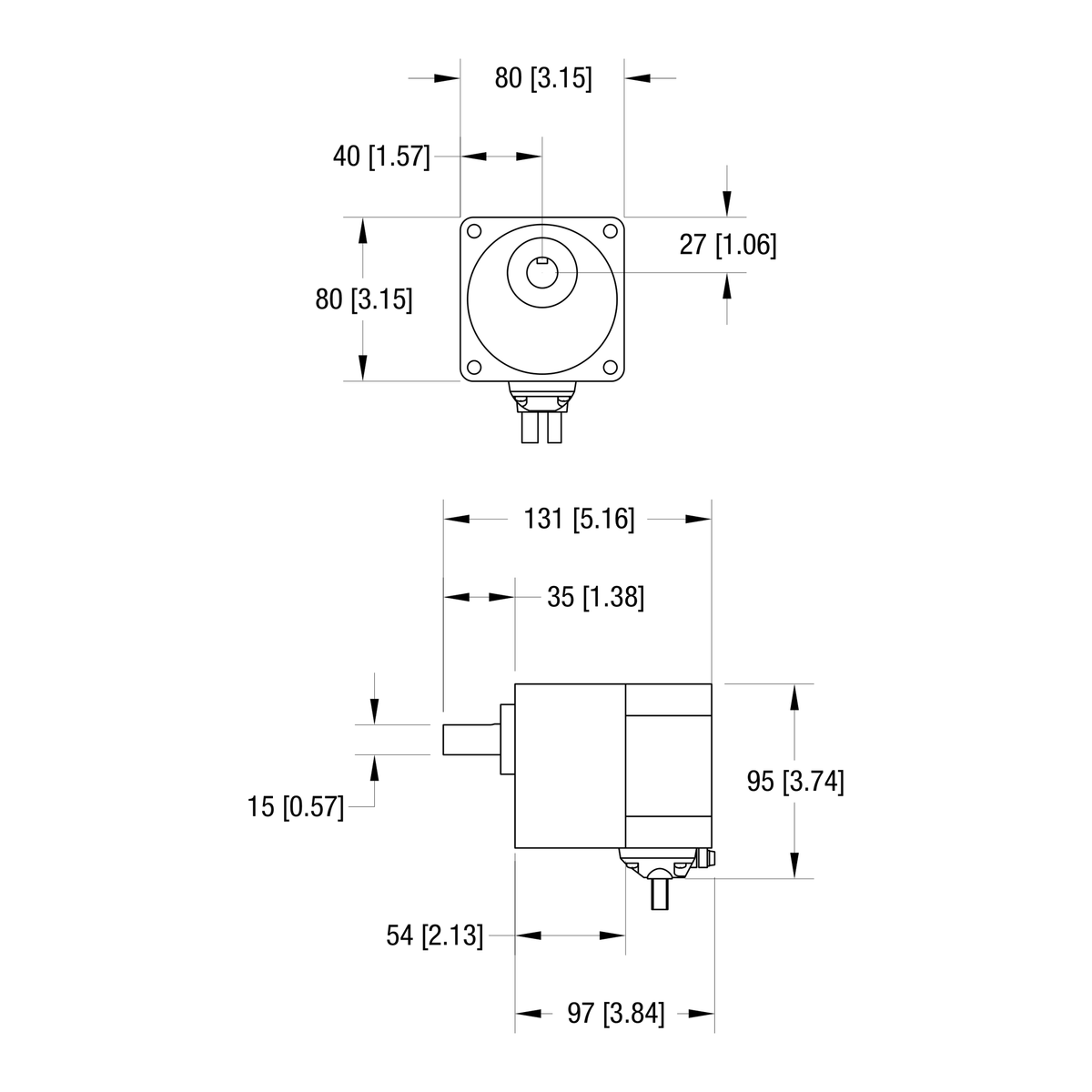 Dorner Parallel Shaft Brushless DC gearmotor dimensional drawing