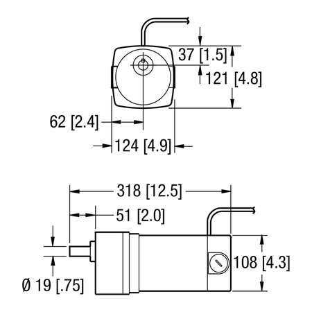 Dorner Parallel Shaft NEMA DC gearmotor dimensional drawing