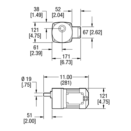 Dorner Parallel Shaft NEMA VFD Rated gearmotor dimensional drawing