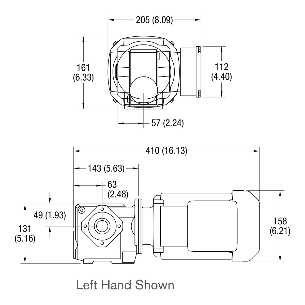 Dorner FlexMove Direct Mount SEW gearmotor dimensional drawing